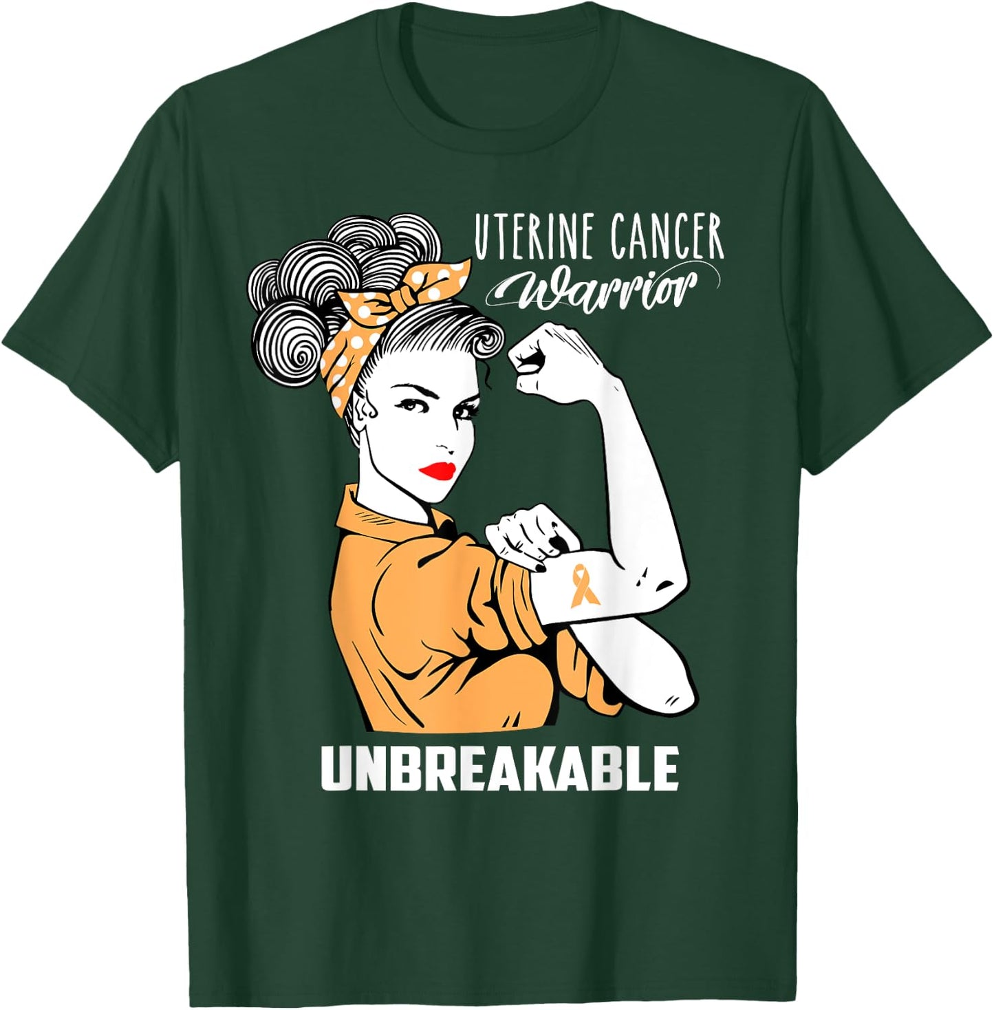 Uterine Cancer Warrior Unbreakable Shirt Awareness Gift T-Shirt - T-Shirt | Forest
