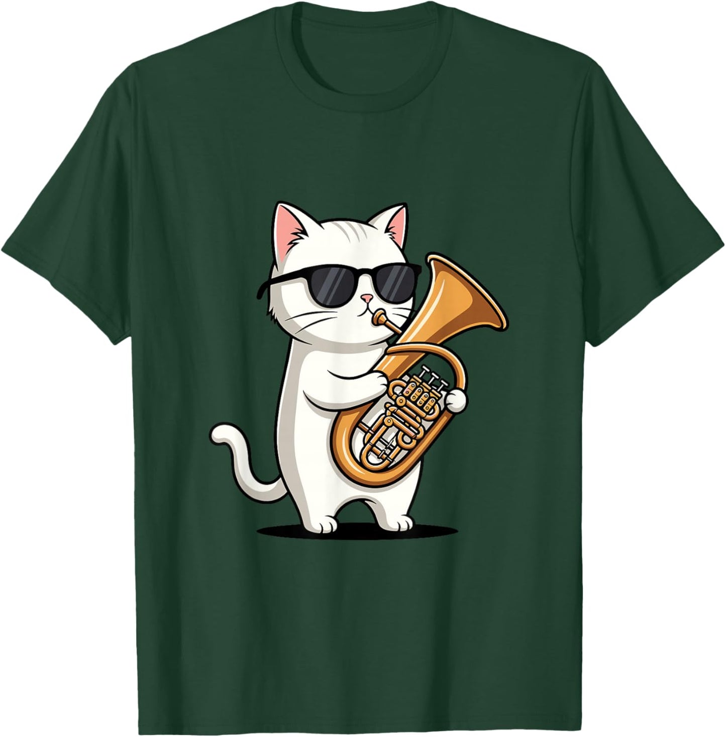 Funny Cat Playing Euphonium Player T-Shirt - T-Shirt | Forest