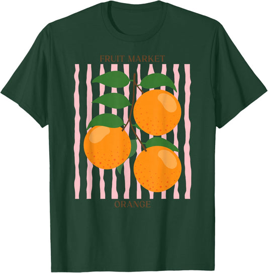 Vintage Fruit Orange Flower Botanical Cottagecore Fruit T-Shirt - T-Shirt | Forest
