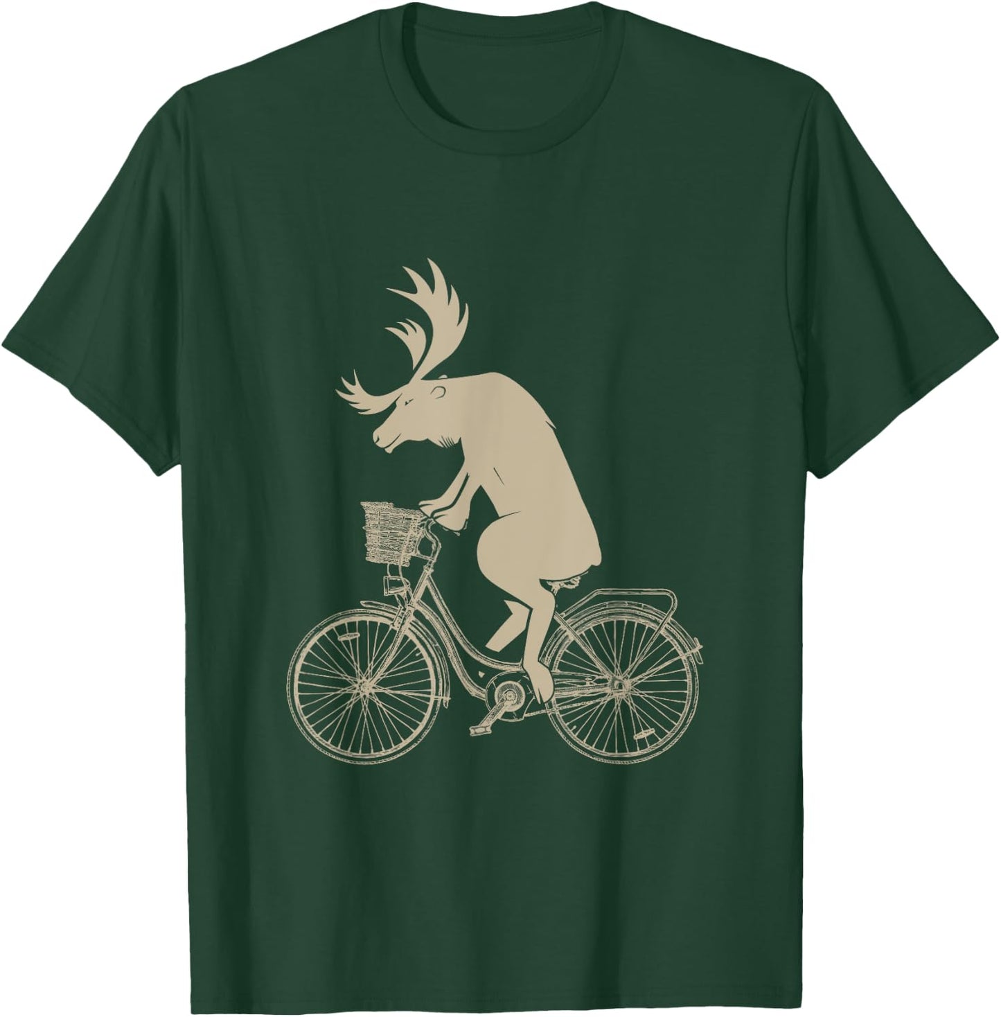 Funny Elk Riding a Cycle Animal Lover Gift T-Shirt - T-Shirt | Forest