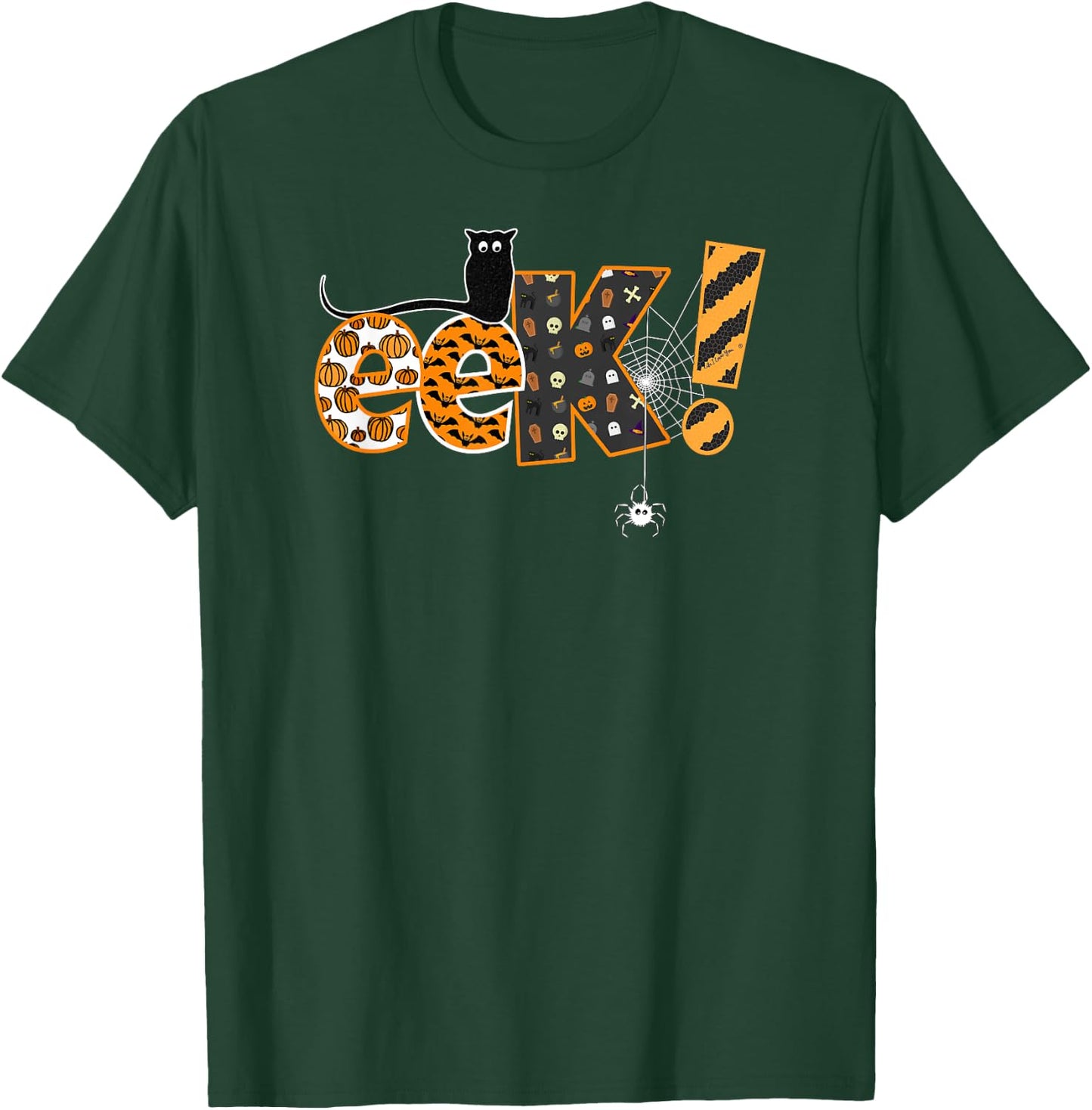 Boo Halloween EEK! Design with Funny Cat and Spider Women Kids T-Shirt - T-Shirt | Forest