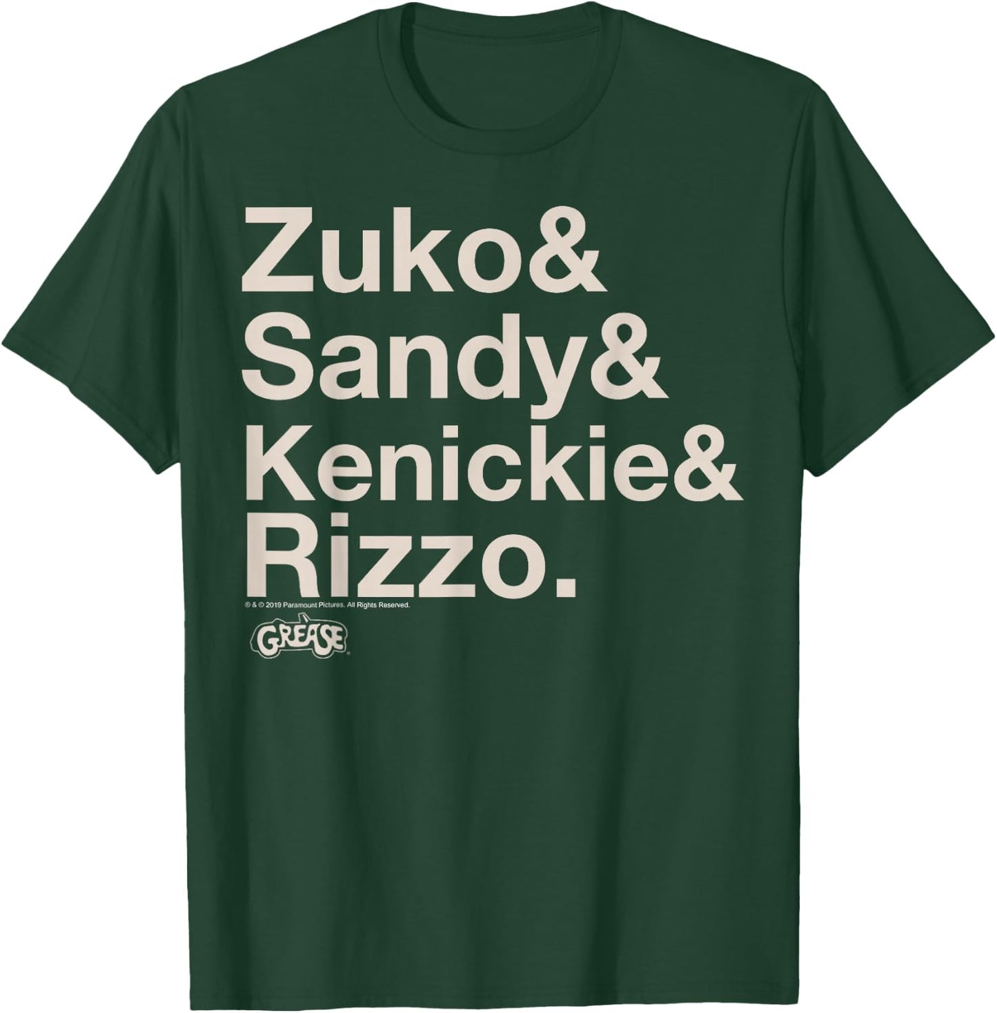 Grease Zuko Sandy Kenickie Rizzo Name Stack T-Shirt - T-Shirt | Forest