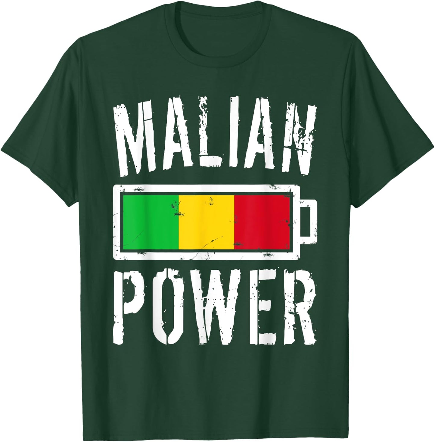 Mali Flag | Malian Power Battery Proud T-Shirt - T-Shirt | Forest