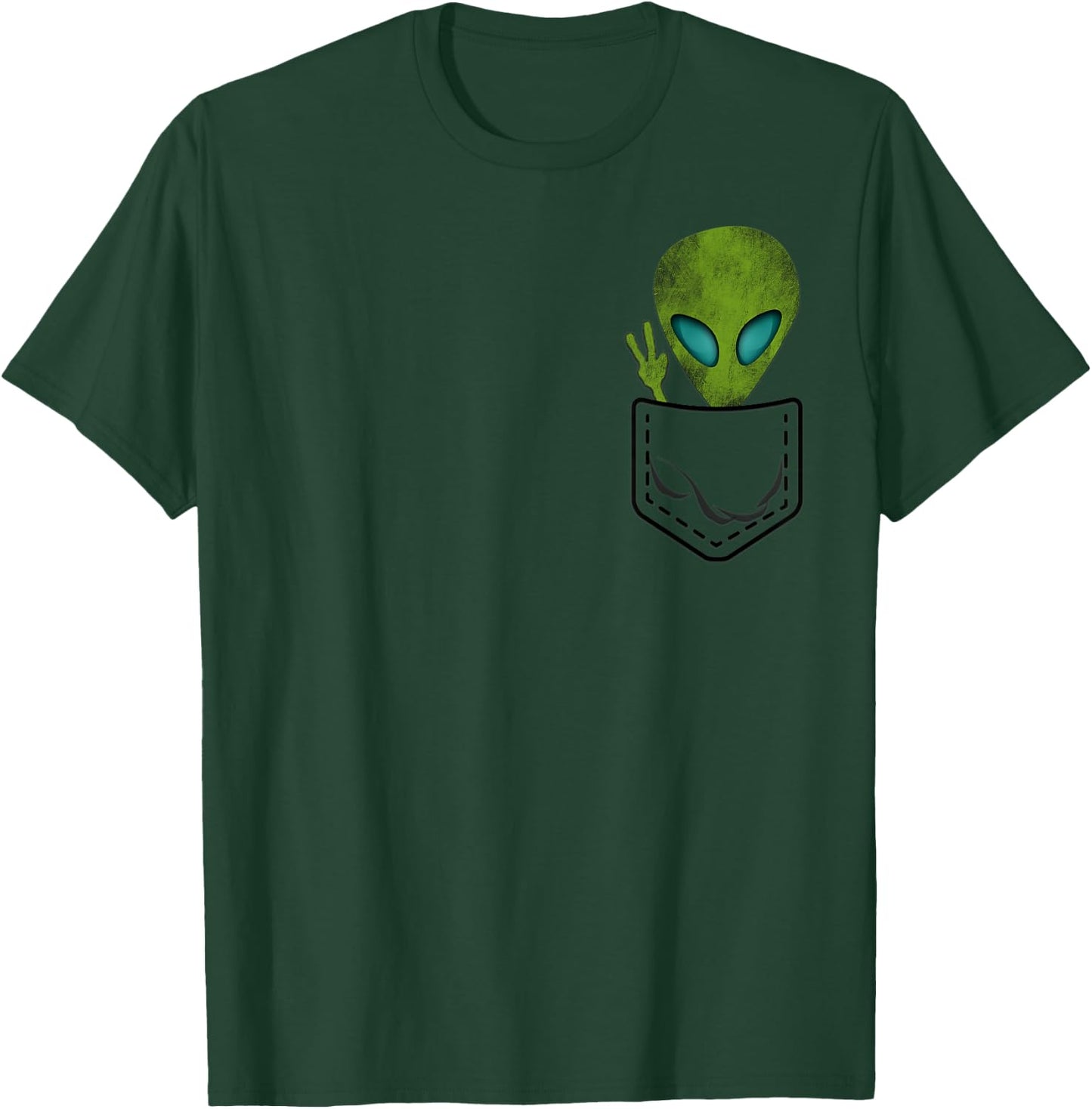 Alien Pocket Cool Funny Cute Peace UFO Gift T-Shirt - T-Shirt | Forest