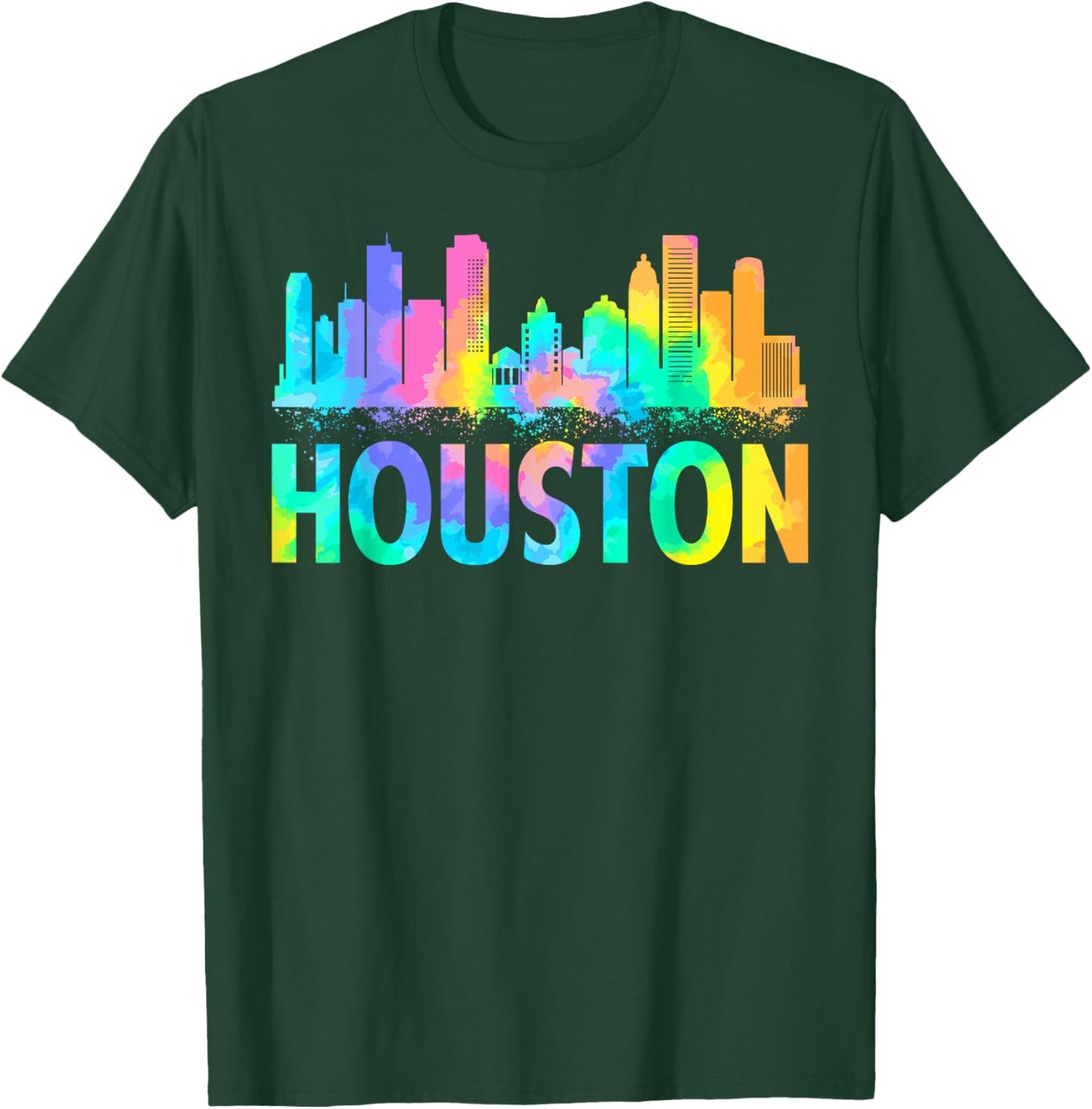 Retro Houston City Tie Dye Happy Texas Independence Day T-Shirt - T-Shirt | Forest