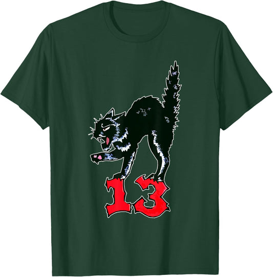 Lucky Black Cat No. 13 Pitch Bird T-Shirt - T-Shirt | Forest
