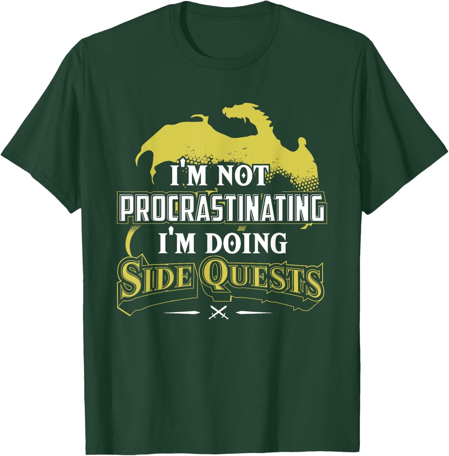 RPG Gamer : I'm Doing Side Quests - Casual , Short Sleeve, Adult Polyester (Black) T-Shirt - T-Shirt | Forest