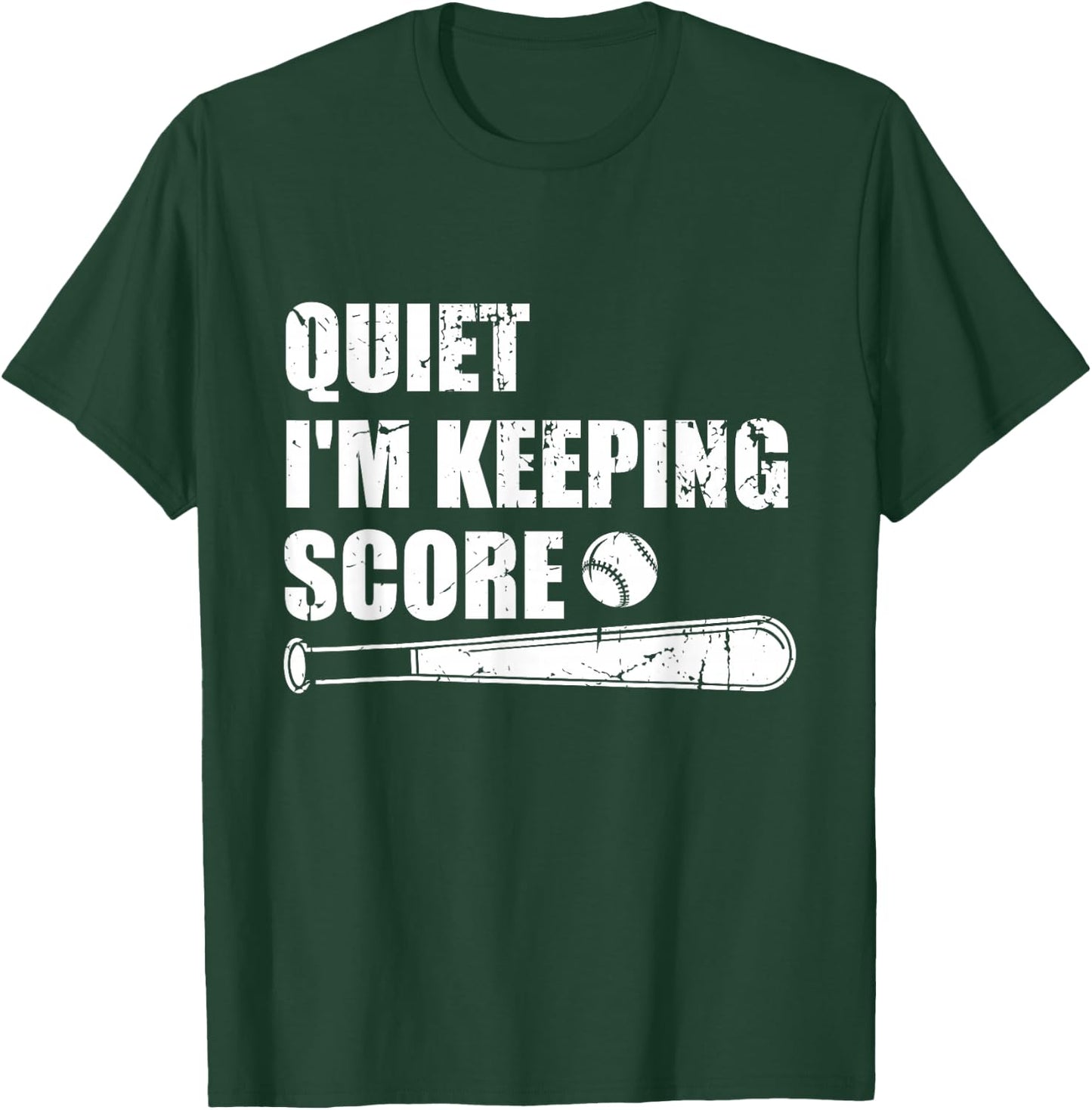 Quiet I'm Keeping Score Keeper Softball Player T-Shirt - T-Shirt | Forest