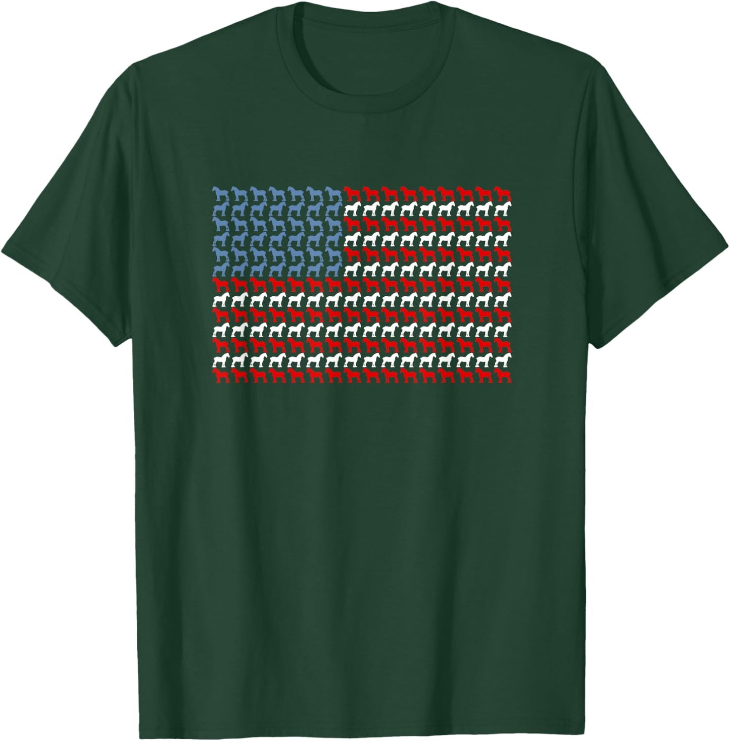 USA Flag Patriotic Draft Horse Kids Men T-Shirt - T-Shirt | Forest