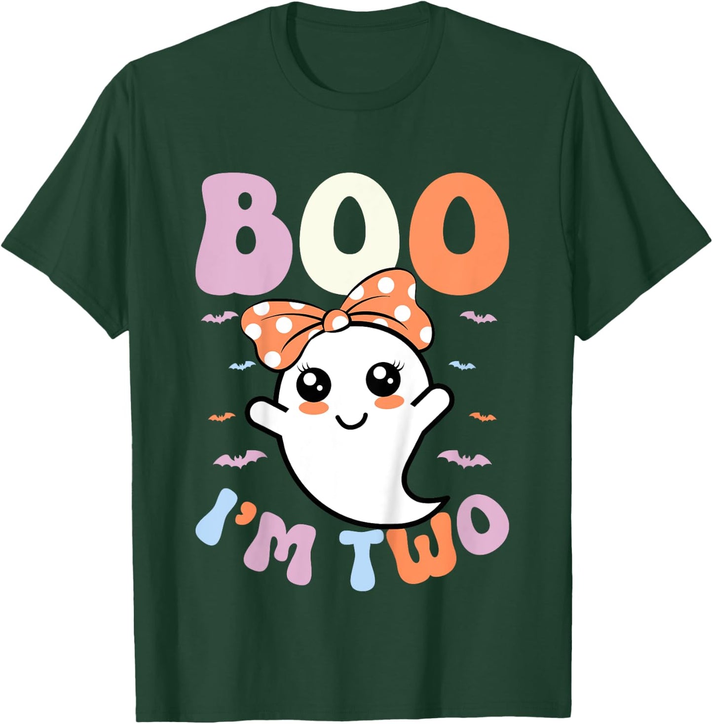Kids Boo I'm Two Ghost 2nd Birthday Kids 2 Years Old Halloween T-Shirt - T-Shirt | Forest