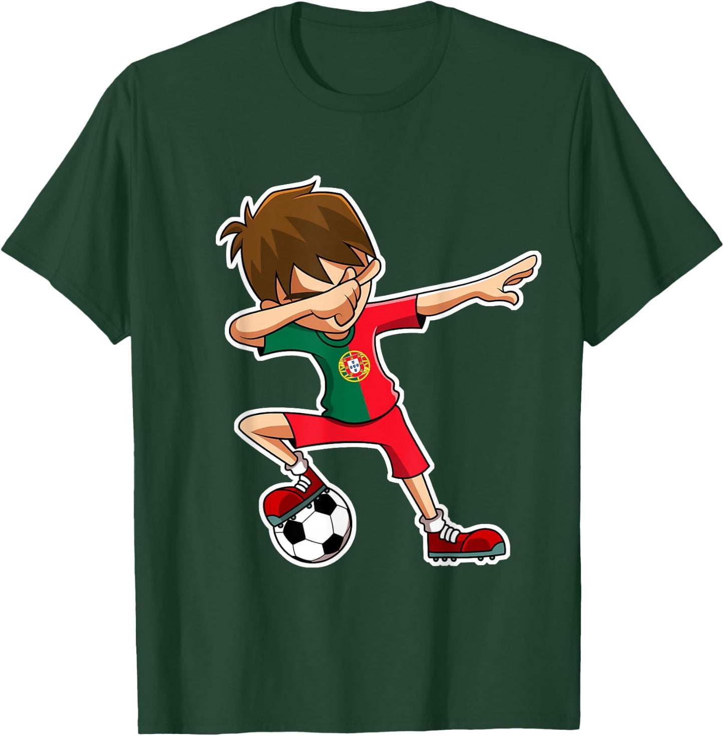 Dabbing Soccer Boy Portugal Jersey Portuguese Kids Dab Gift T-Shirt - T-Shirt | Forest