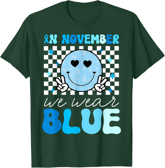 Groovy Diabetes Awareness Month In November We Wear Blue T-Shirt - T-Shirt | Forest