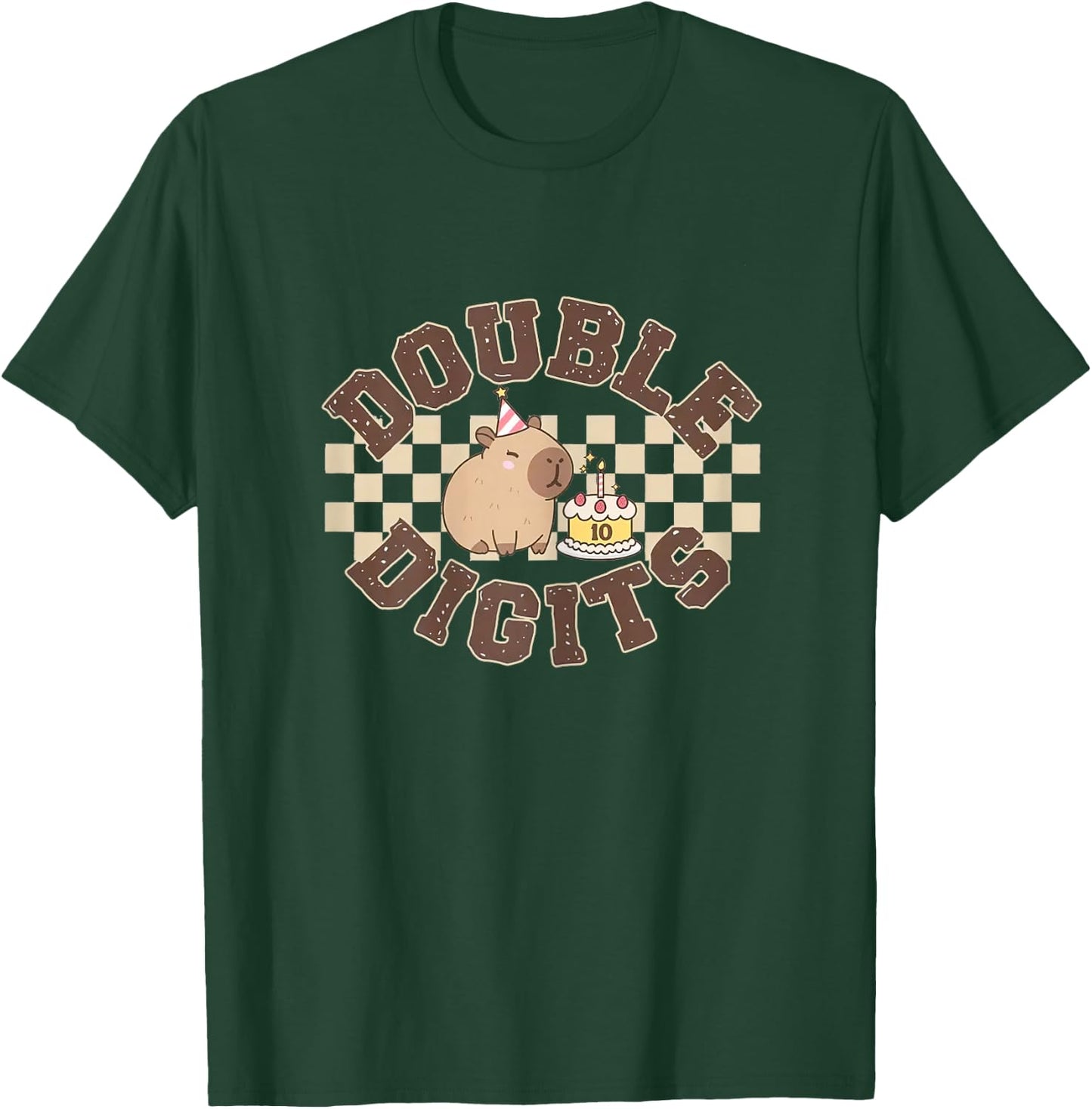 Double Digits 10th Birthday Shirt Capybara Ten Year Old T-Shirt - T-Shirt | Forest