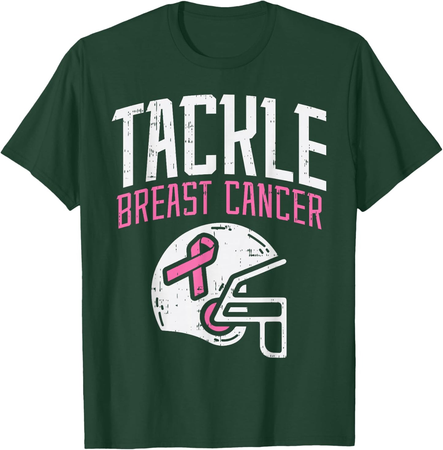 Tackle Breast Cancer Football Breast Cancer Awareness Gift T-Shirt - T-Shirt | Forest