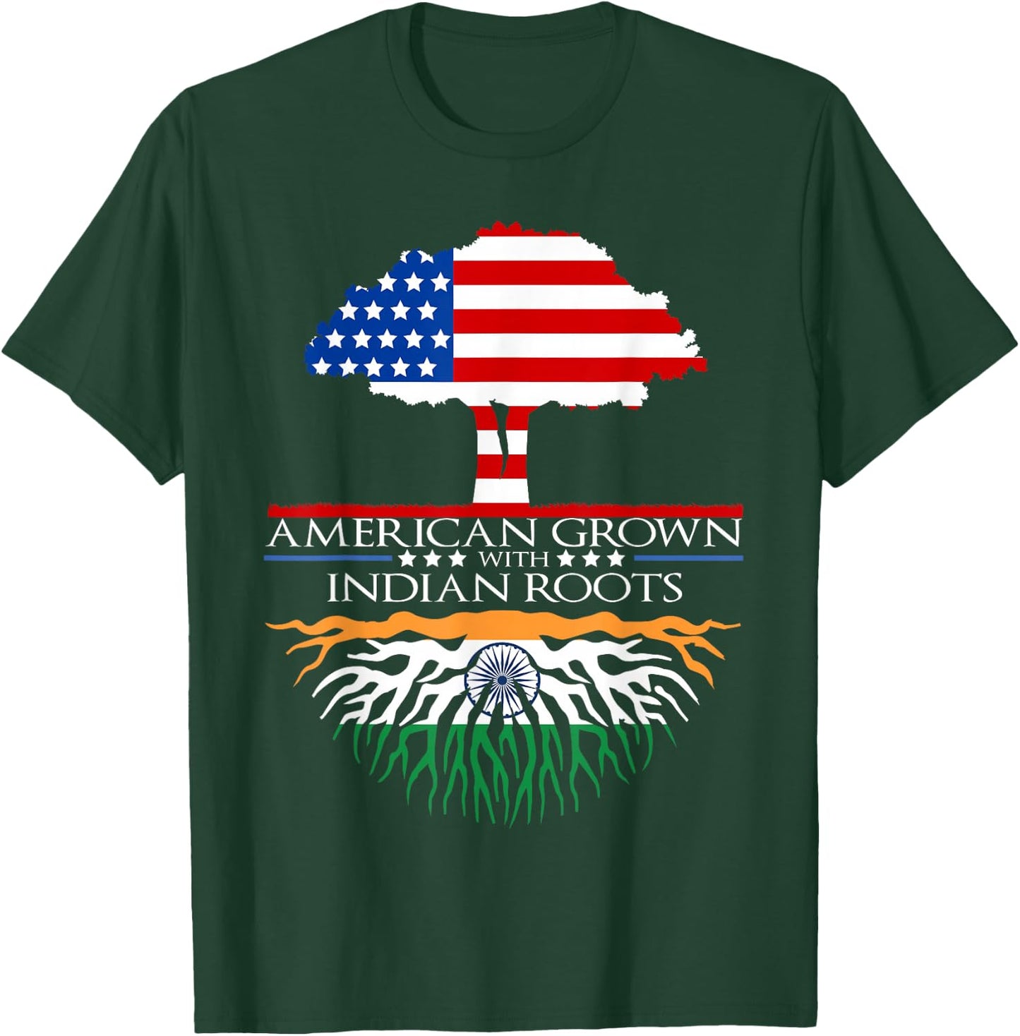 Indian Roots American Grown Tree Flag USA India Asian T-Shirt - T-Shirt | Forest