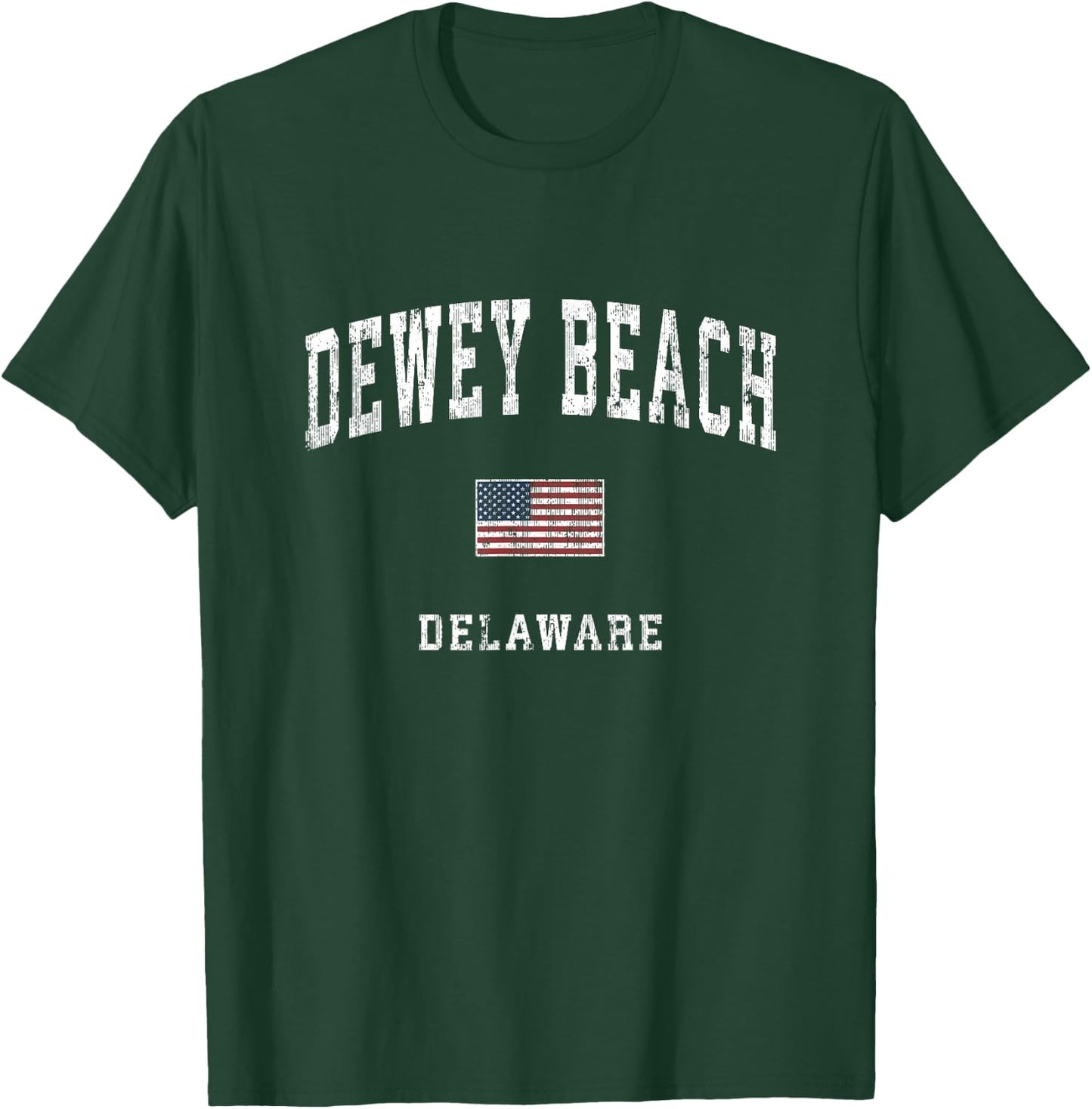 Dewey Beach Delaware DE Vintage American Flag Sports Design Women Kids Men T-Shirt - T-Shirt | Forest