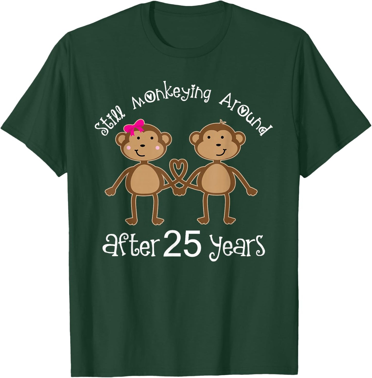 25th Anniversary Funny Monkey Couples Photo Shirt T-Shirt - T-Shirt | Forest