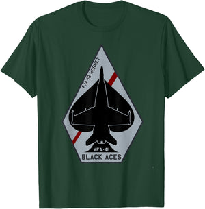 VFA-41 Black Aces F-18 Hornet Jet Fighter Airplane T-Shirt - T-Shirt | Forest