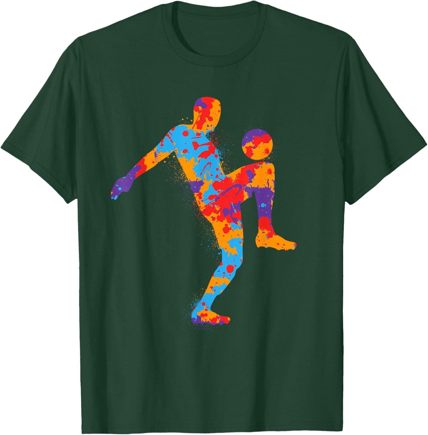 Colorful Soccer Player Sports Boys Kids Men Soccer T-Shirt - T-Shirt | Forest