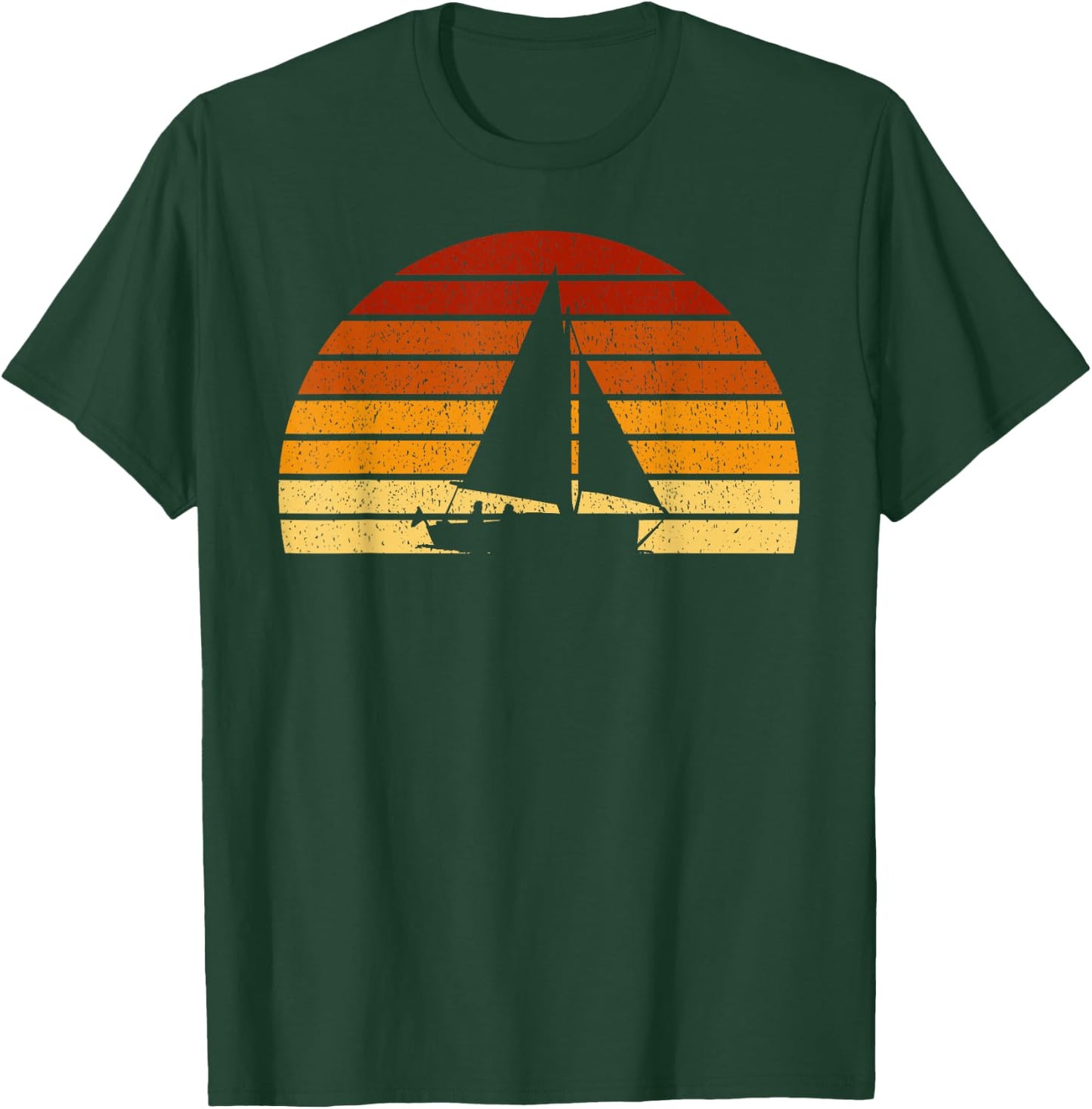 Vintage Sunset Sailing Gift Sailors and Skippers T-Shirt - T-Shirt | Forest