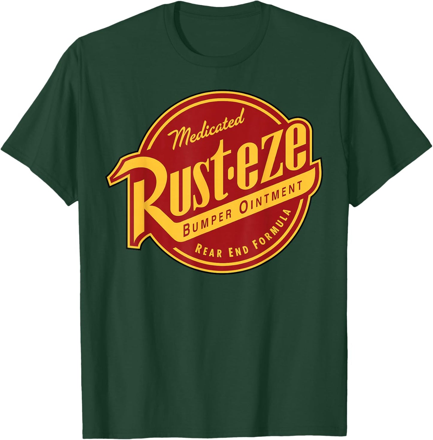 Disney Pixar Cars 2 Rust-Eze Ointment Vintage Badge Logo T-Shirt - T-Shirt | Forest