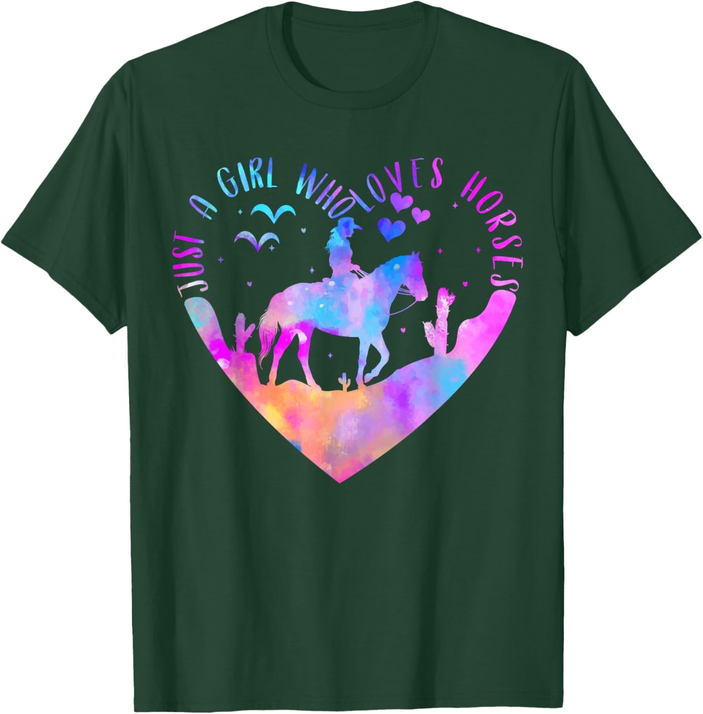 Just A Girl Who Loves Horses Shirt Girls Horse Riding T-Shirt - T-Shirt | Forest