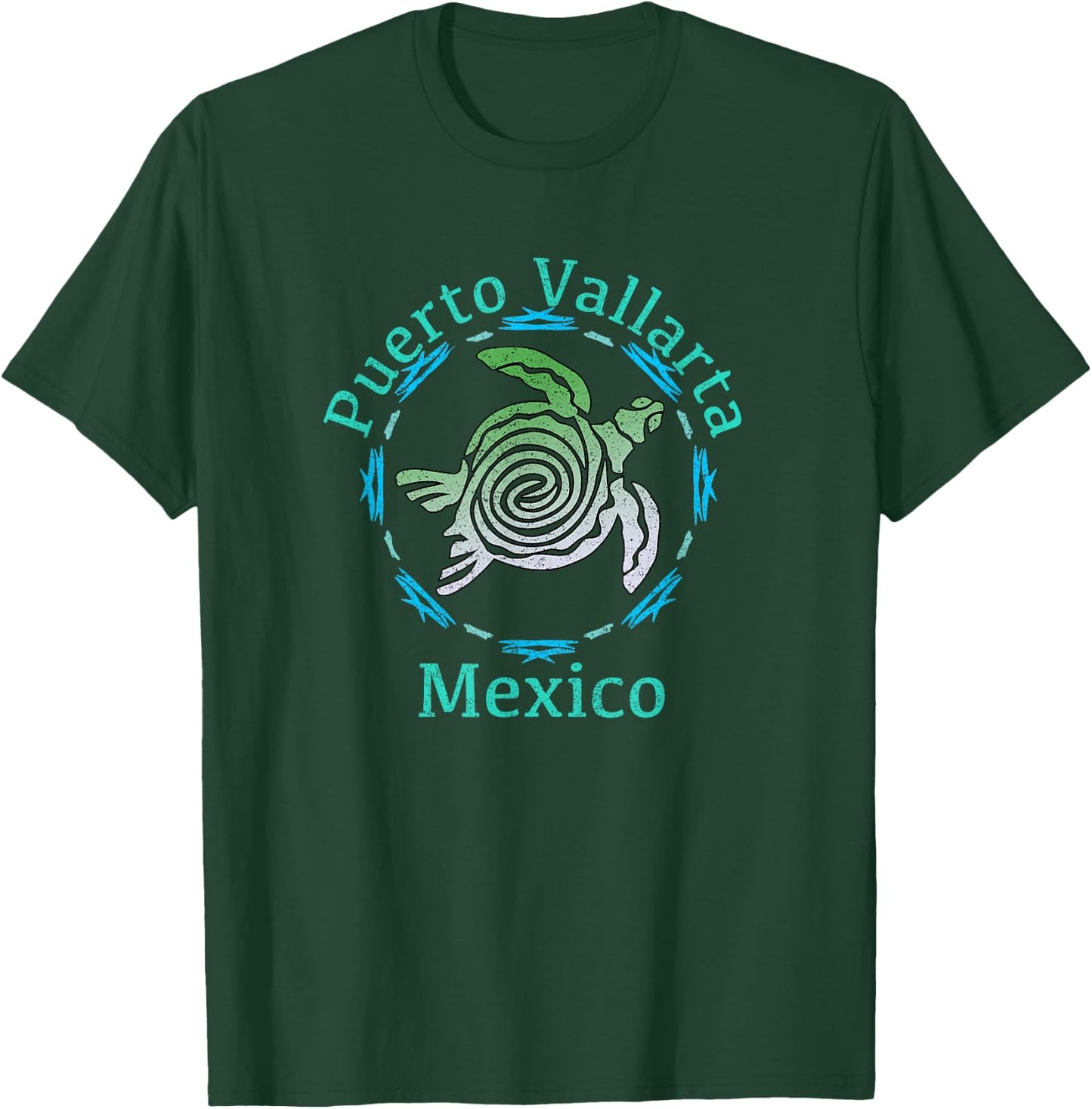Puerto Vallarta Vintage Tribal Turtle Gift T-Shirt - T-Shirt | Forest