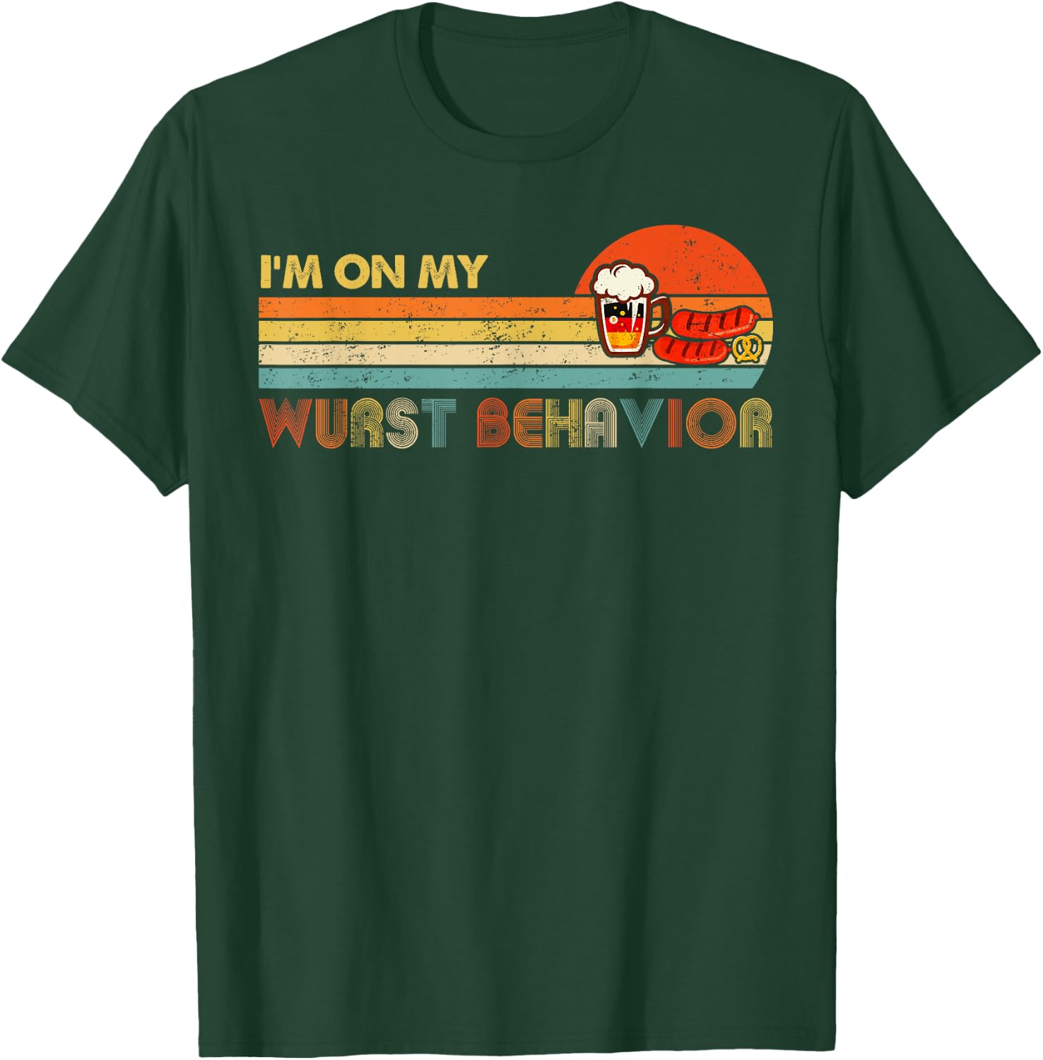 Oktoberfest shirt I'm On My Wurst Behavior vintage retro T-Shirt - T-Shirt | Forest
