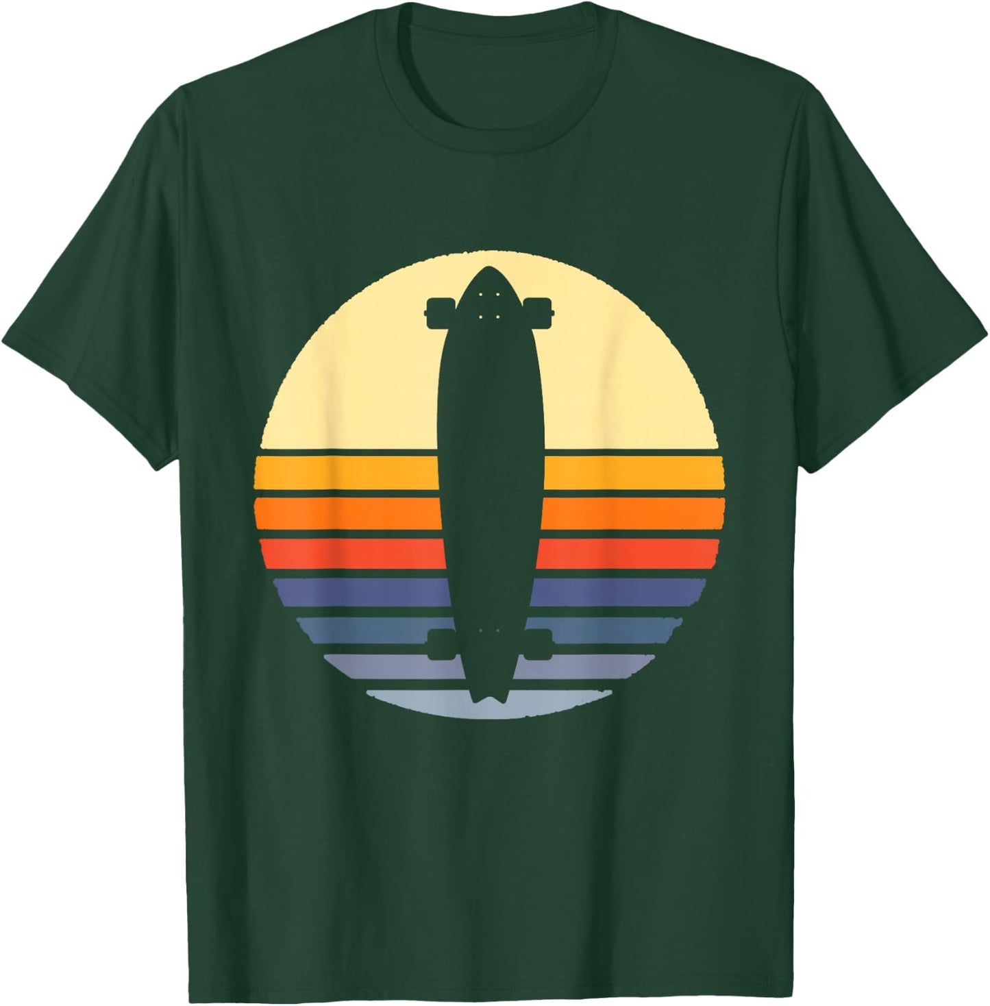 Retro Longboard Gift Longboarding Lovers And Longboarder T-Shirt - T-Shirt | Forest
