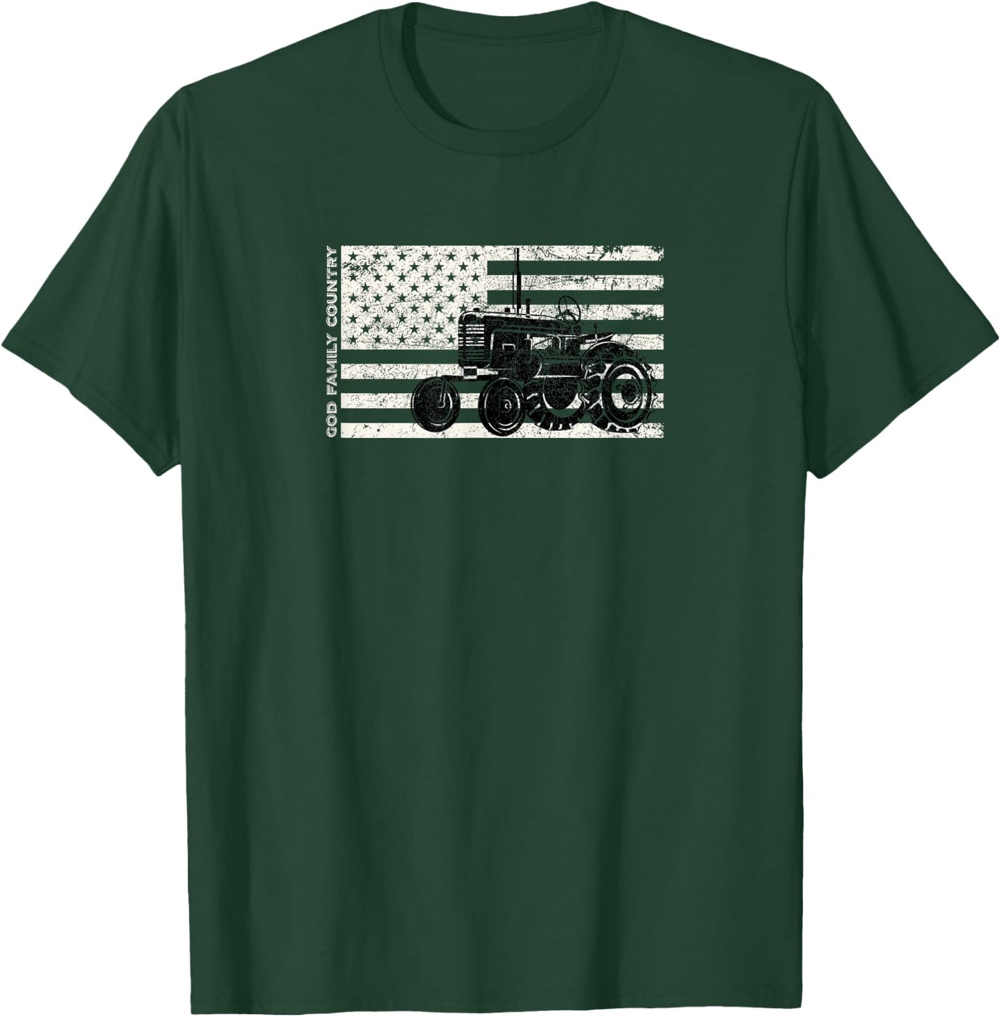 God Family Country vintage Patriotic Farmer Kids Men T-Shirt - T-Shirt | Forest
