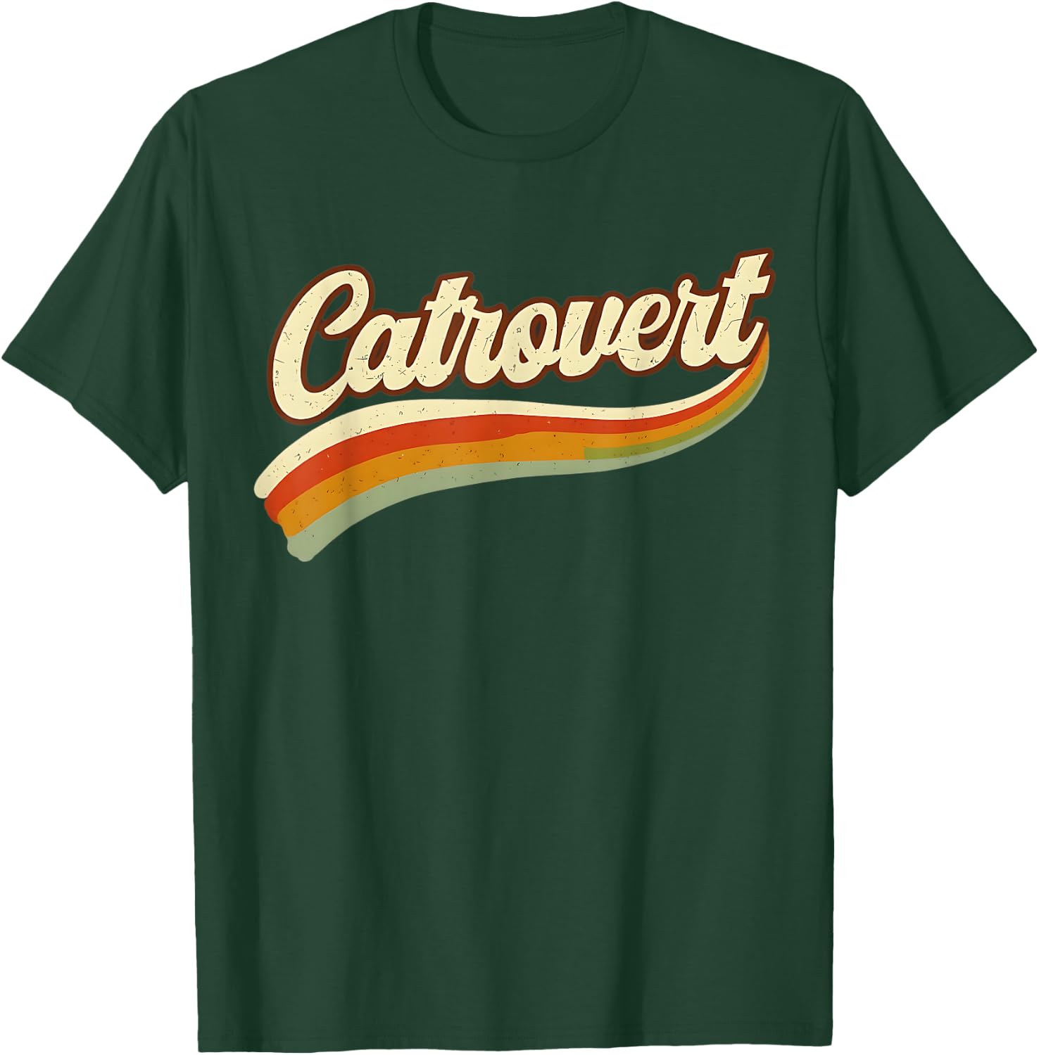 Retro Catrovert Cool Vintage for Introverts Cat Parents T-Shirt - T-Shirt | Forest