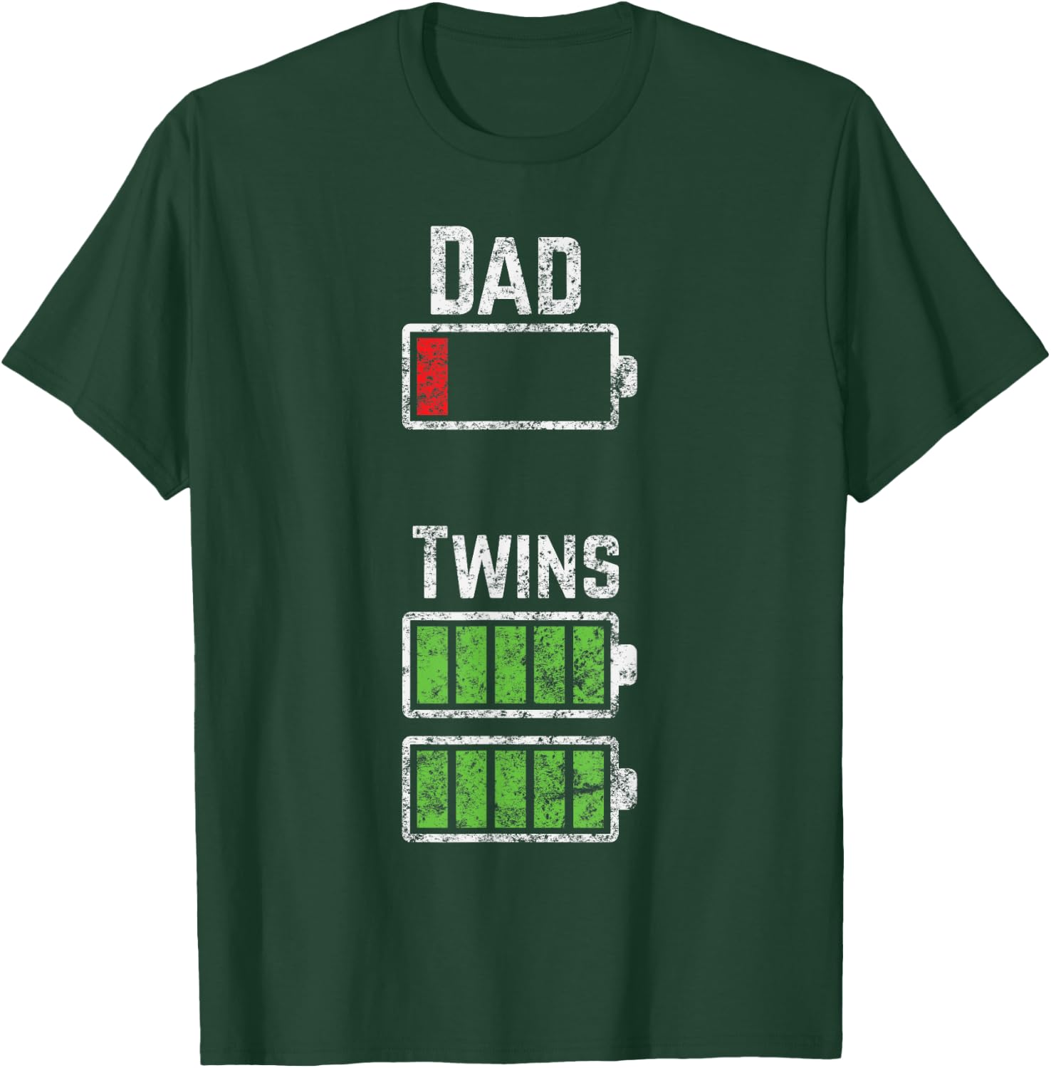 Funny Dad Twins Battery Charge Meme - Great Gift Dads T-Shirt - T-Shirt | Forest