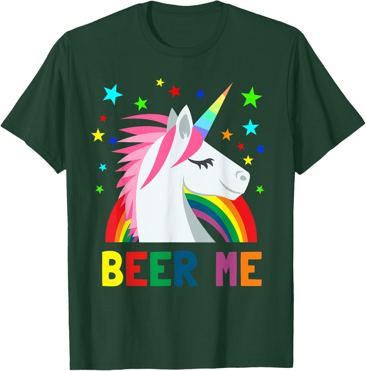 Beer Me Shirt Unicorn Rainbow Funny Beer Party T-Shirt - T-Shirt | Forest