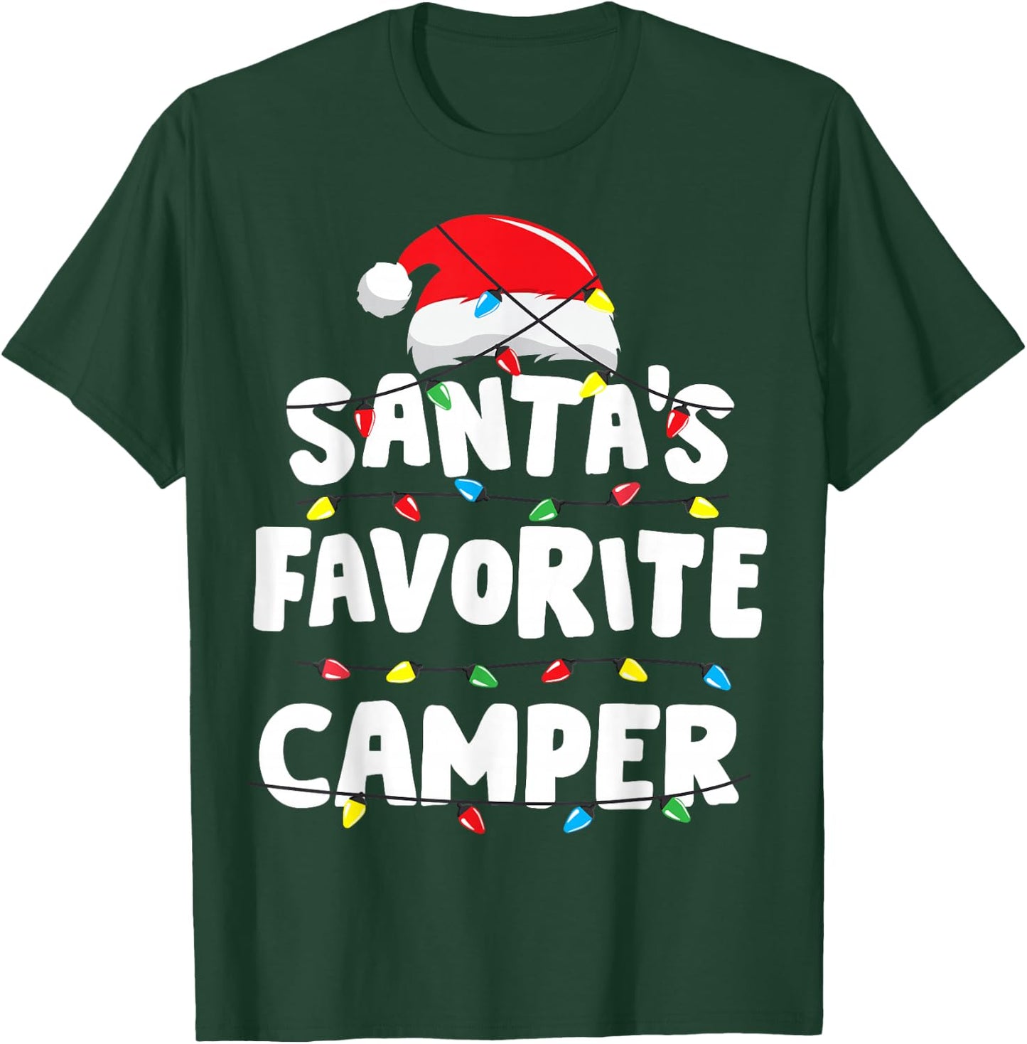 Camper Camping Christmas Santa's Favorite Funny Xmas T-Shirt - T-Shirt | Forest