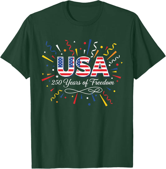 America 250 Years 4th of July 250th Anniversary USA Flag T-Shirt - T-Shirt | Forest