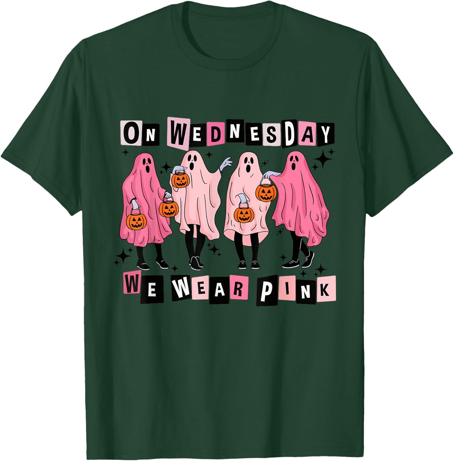 On Wednesday We Wear Cute Pink Ghost Halloween T-Shirt - T-Shirt | Forest