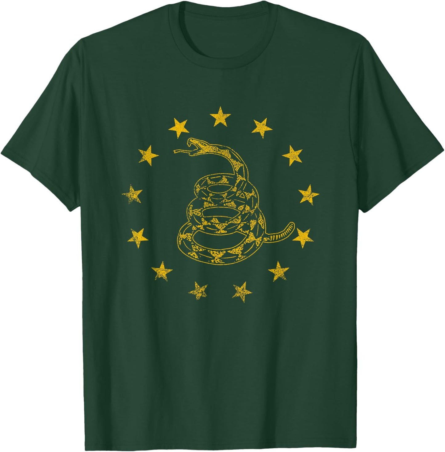 Vintage Gadsden Flag Snake - Betsy Ross Flag - 13 Stars T-Shirt - T-Shirt | Forest