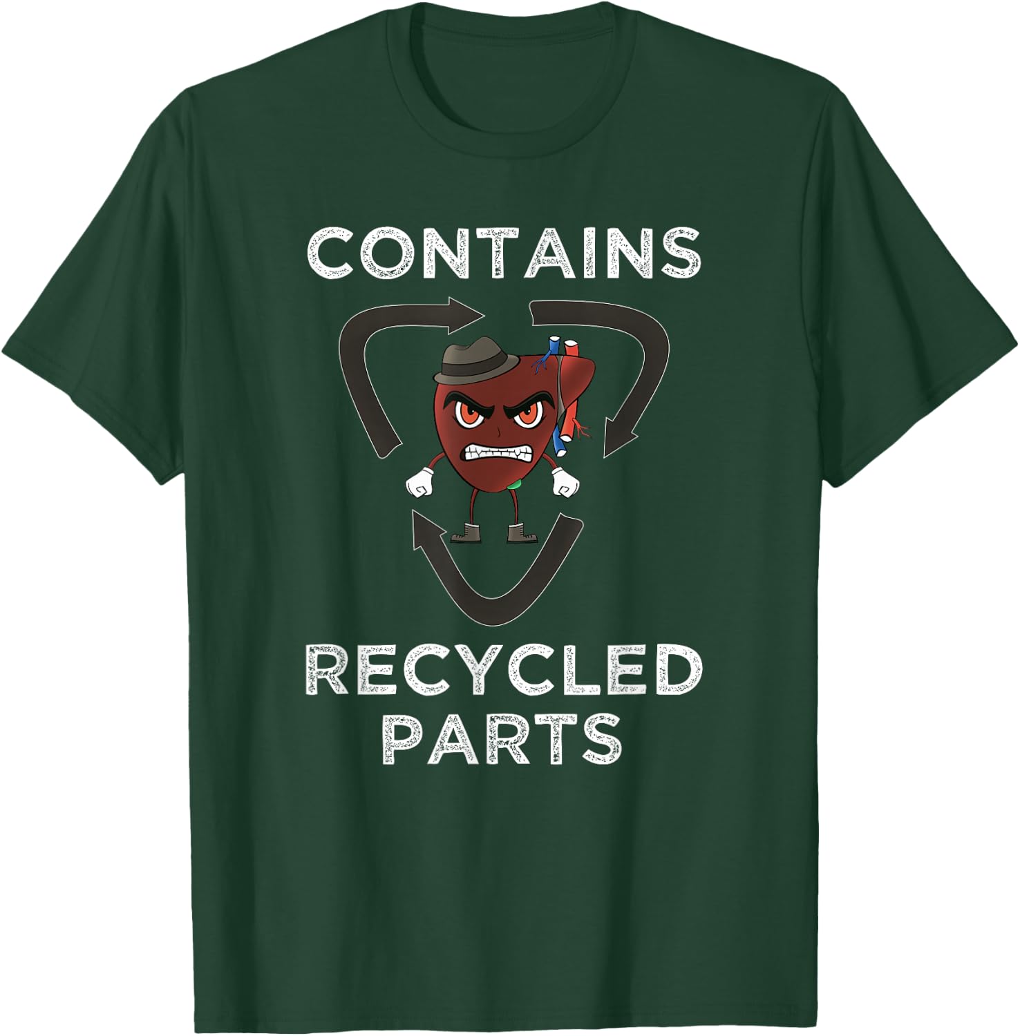 Contains Recycled Parts Liver Transplant Survivor Shirt T-Shirt - T-Shirt | Forest