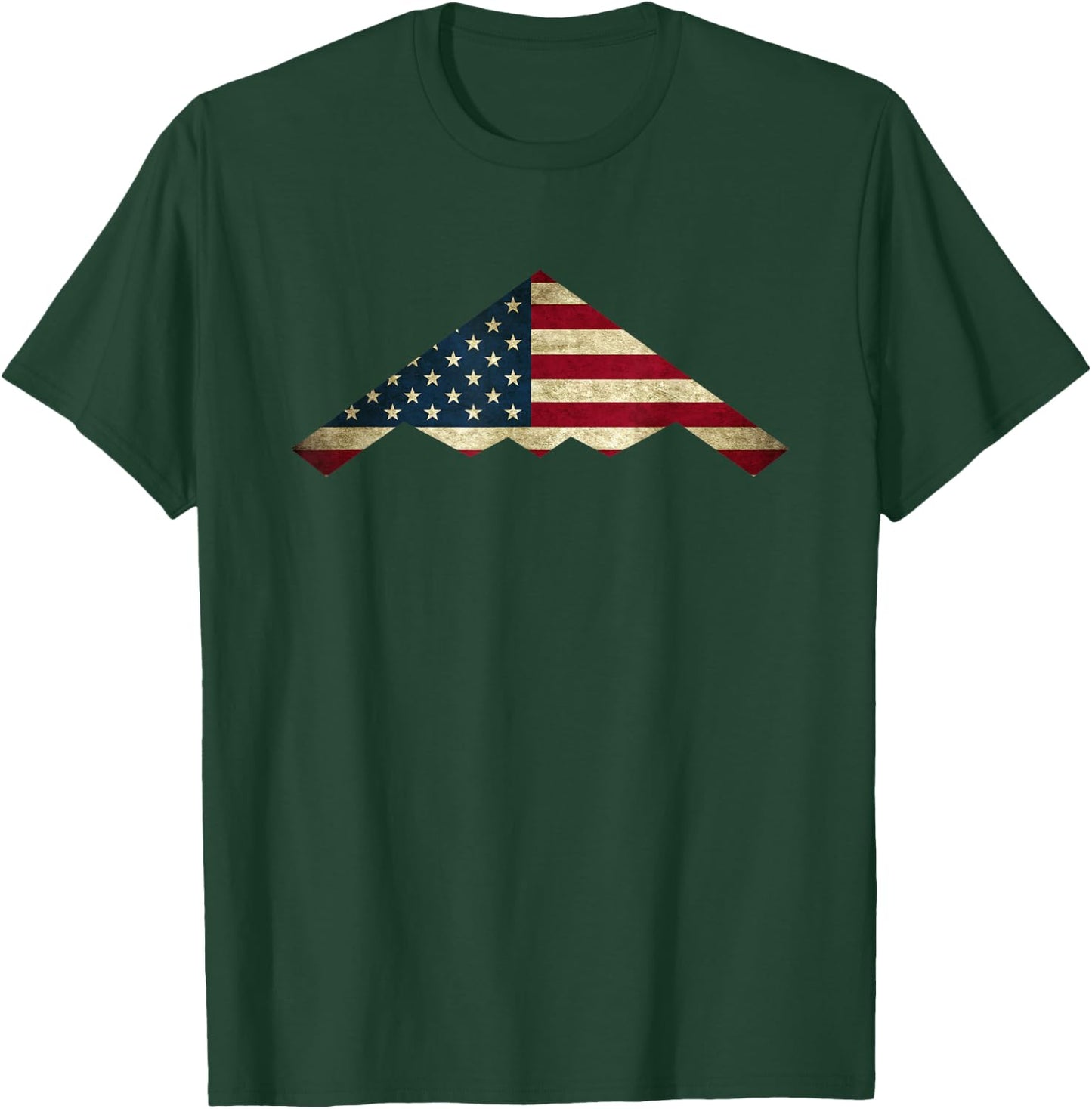 B-2 Stealth Spirit Bomber Us Flag Stars and Strips T-Shirt - T-Shirt | Forest