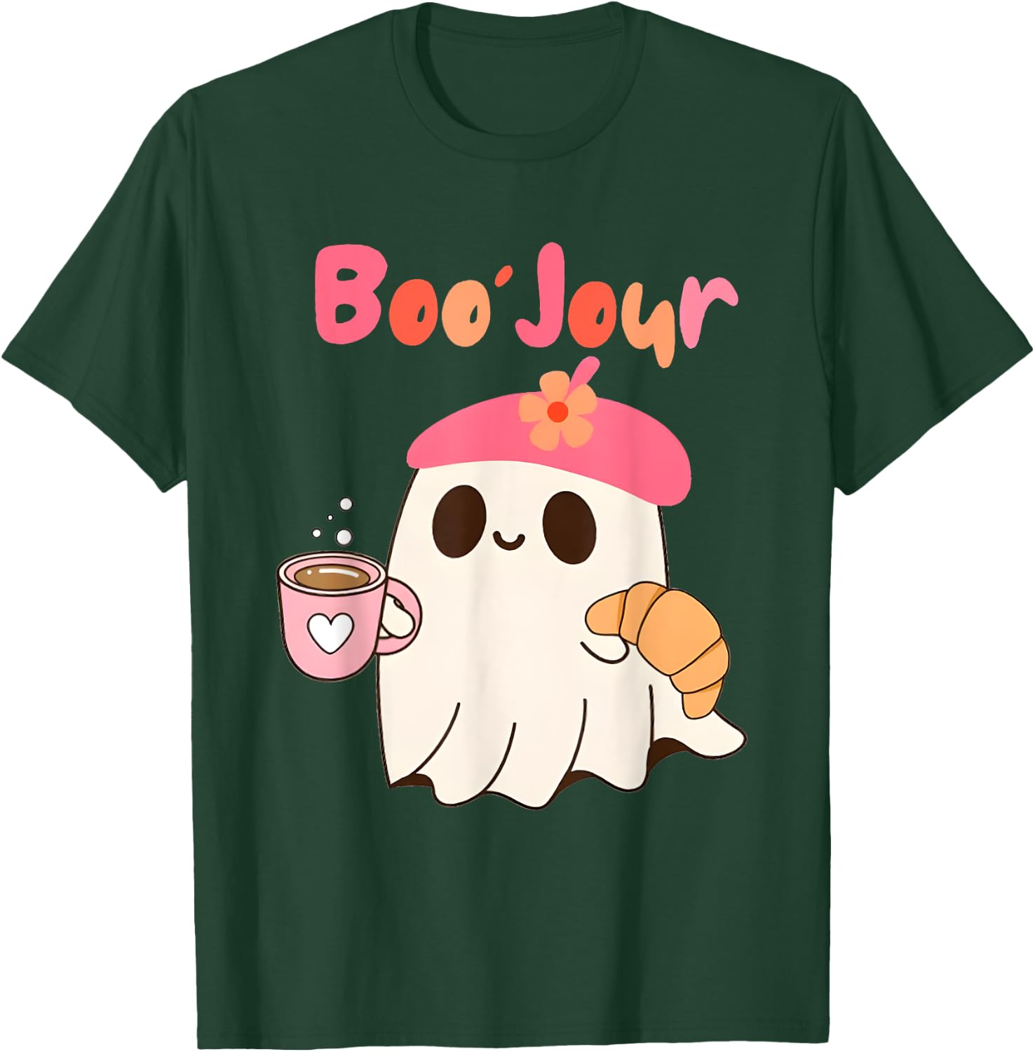 Boo Jour Ghost French Teacher Vintage Teacherlife Groovy T-Shirt - T-Shirt | Forest