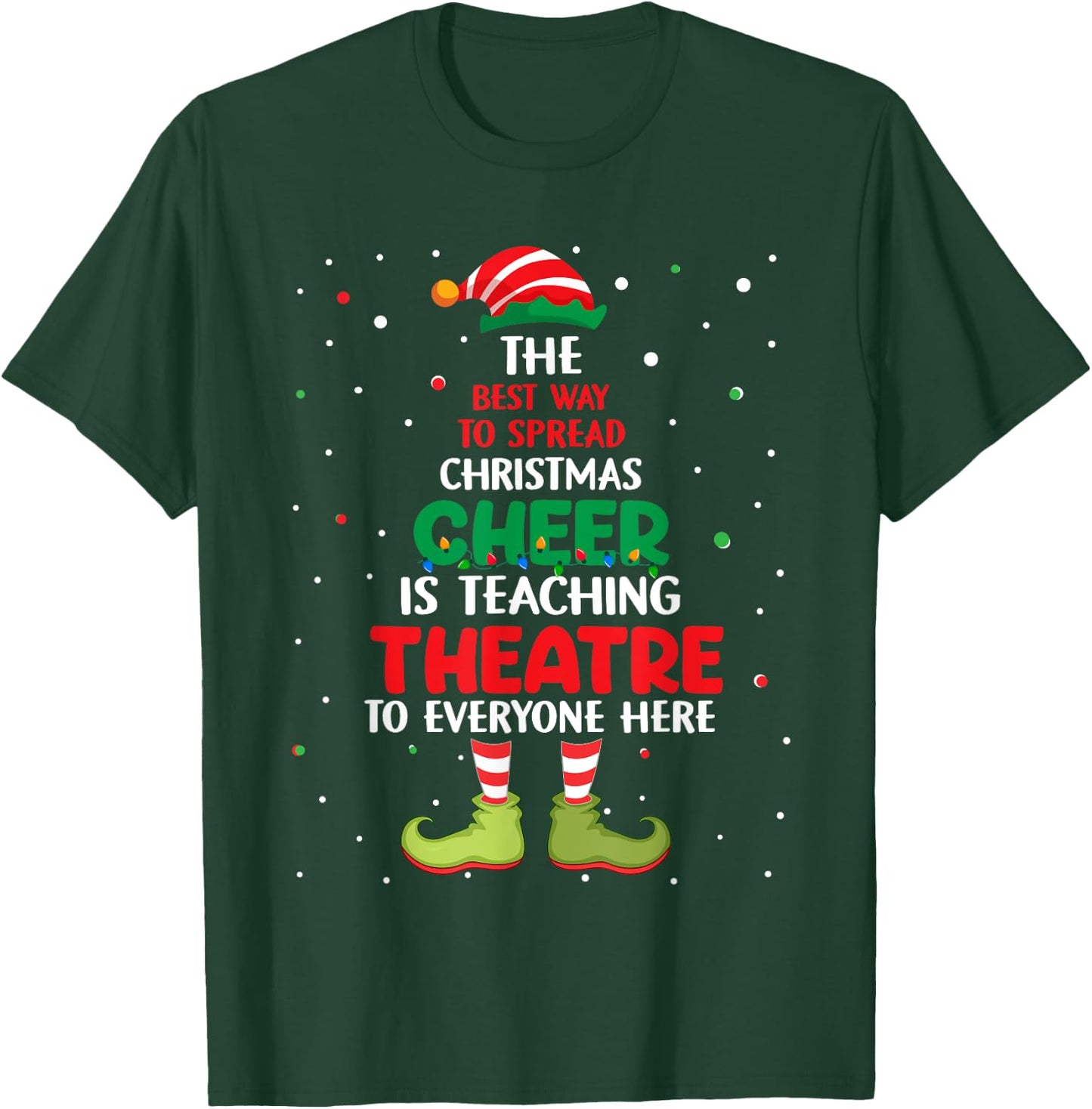 Theatre Teacher Christmas - Elf Christmas Cheer Women Kids T-Shirt - T-Shirt | Forest