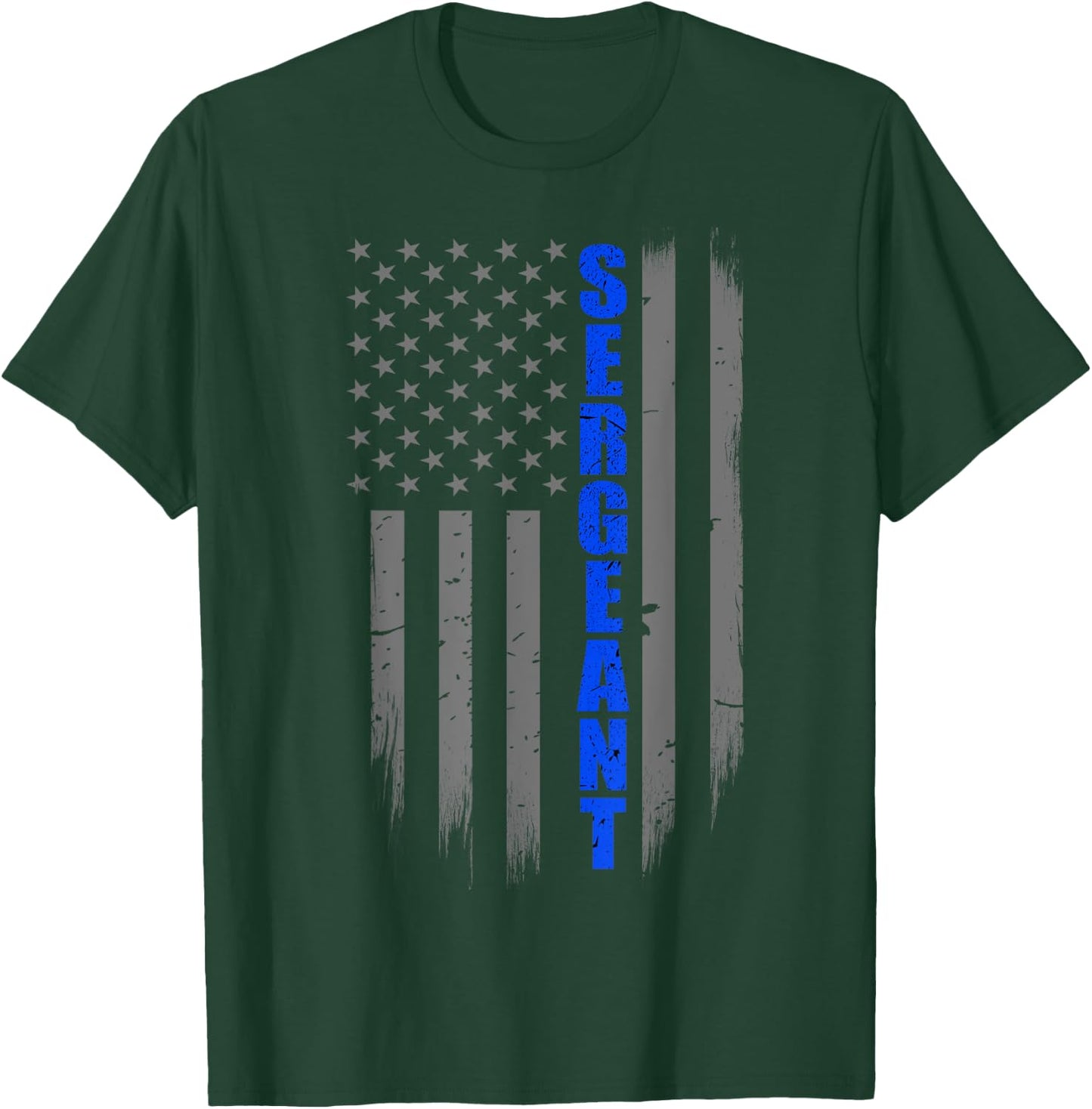 Police Sergeant Gift - Thin Blue Line Flag T-Shirt - T-Shirt | Forest