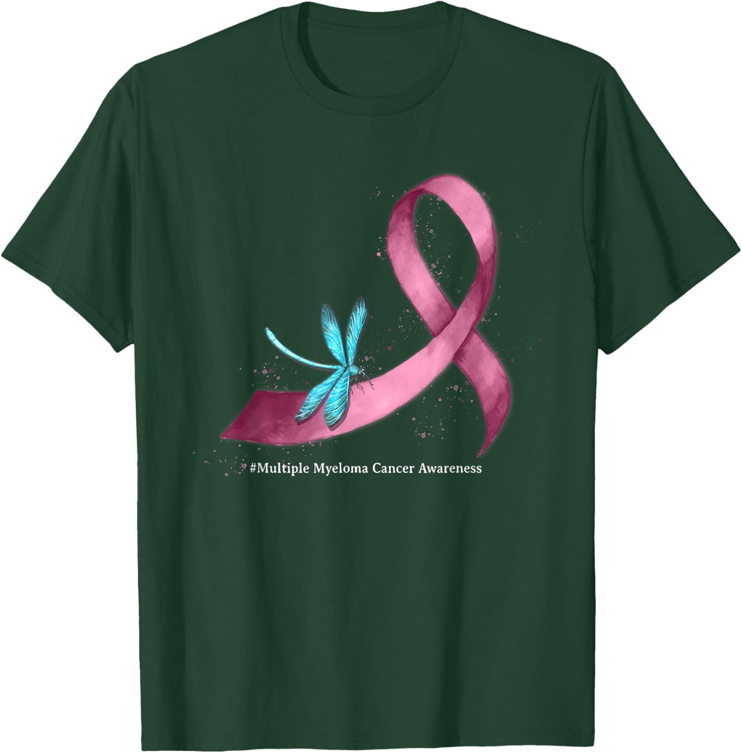 Dragonfly Burgundy Ribbon Multiple Myeloma Cancer Awareness T-Shirt - T-Shirt | Forest