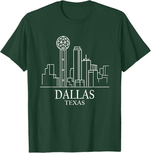 Dallas Texas Minimalist City Skyline Travel Souvenir T-Shirt - T-Shirt | Forest
