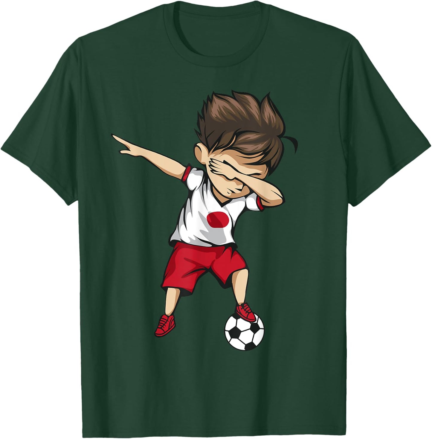 Dabbing Soccer Boy Japan - Japanese Football Soccer T-Shirt - T-Shirt | Forest