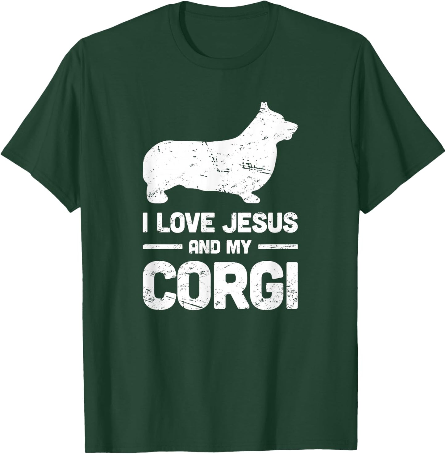God & Dogs - I Love Jesus And My Corgi T-Shirt - T-Shirt | Forest