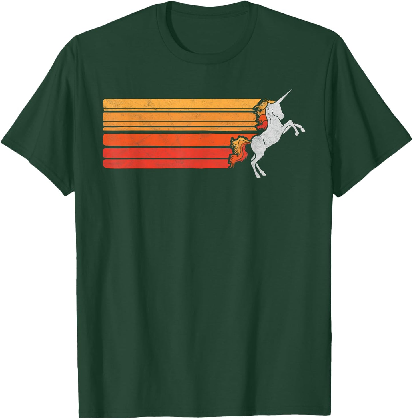 Retro Unicorn & Sun Rainbow Hair 80's Graphic T-Shirt - T-Shirt | Forest