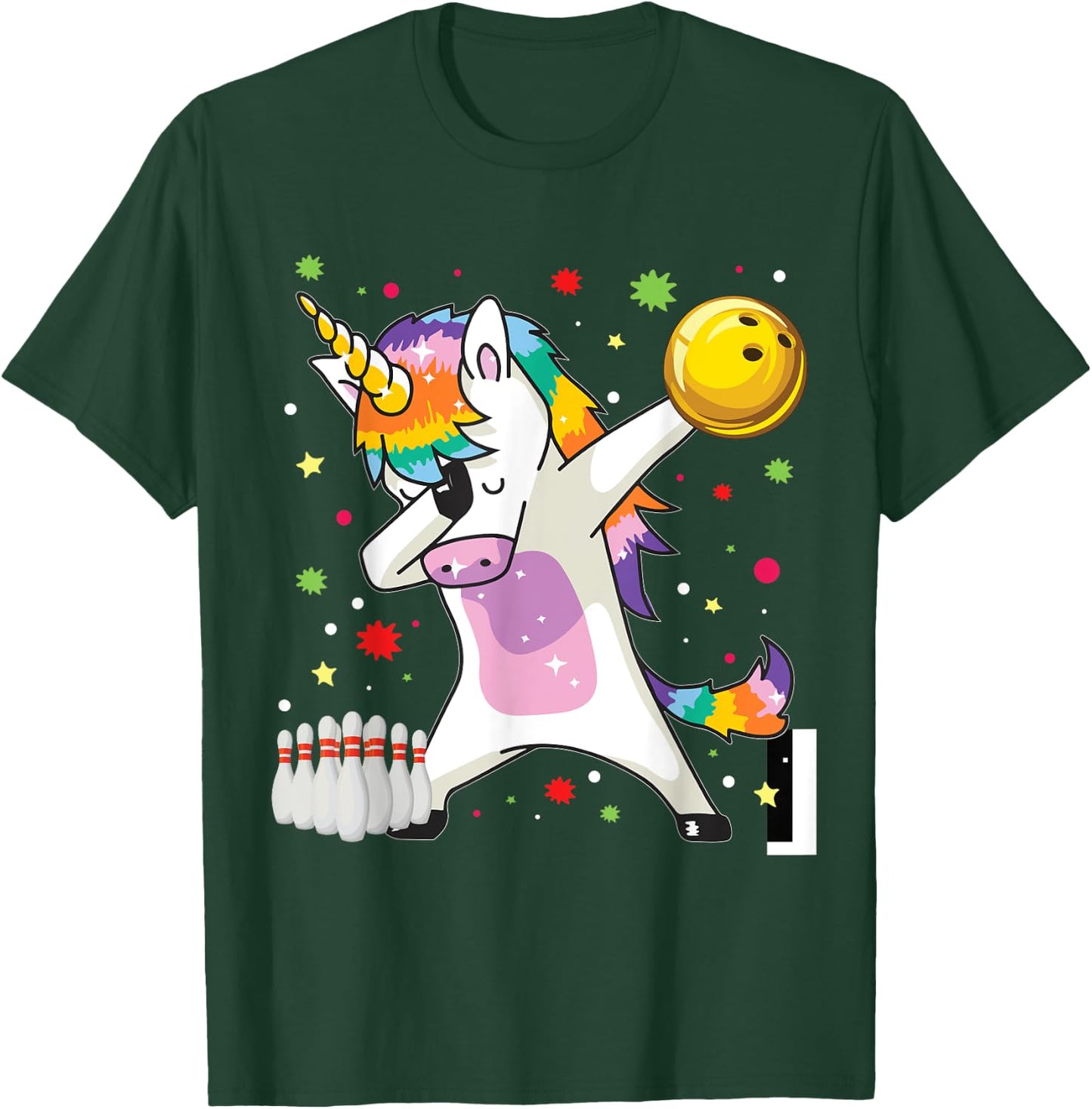 Dabbing Unicorn Bowling Funny Bowling Boy Girl T-Shirt - T-Shirt | Forest