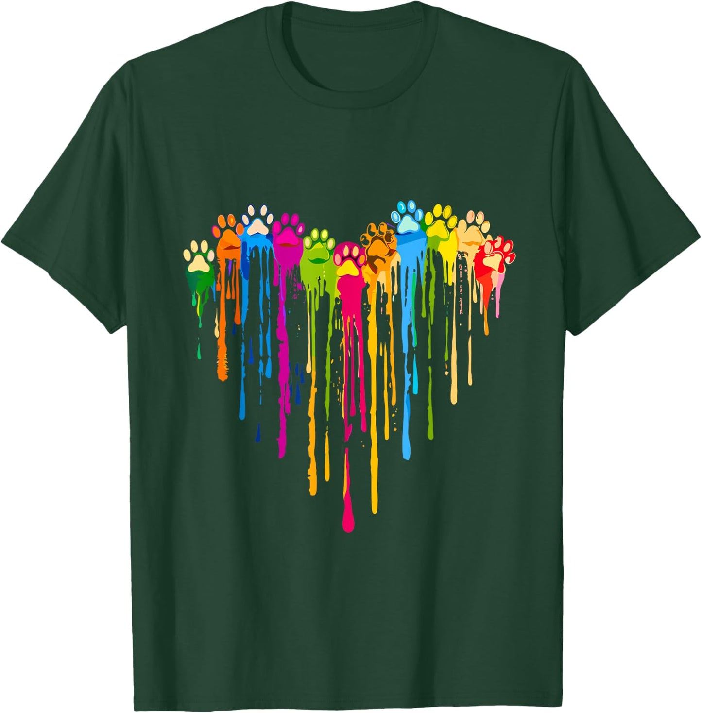 Funny Colorful Dog Paw Heart Cute Cat Design Men T-Shirt - T-Shirt | Forest
