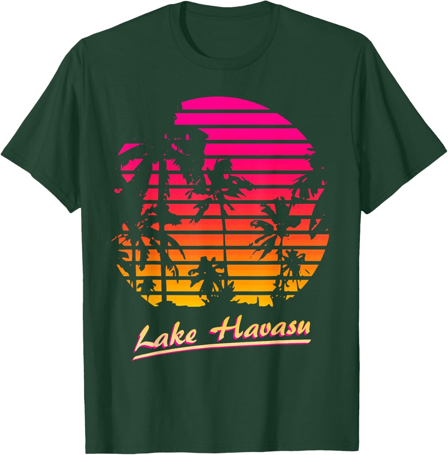 Lake Havasu Cool 80s Palm Trees Summer Sunset T-Shirt - T-Shirt | Forest